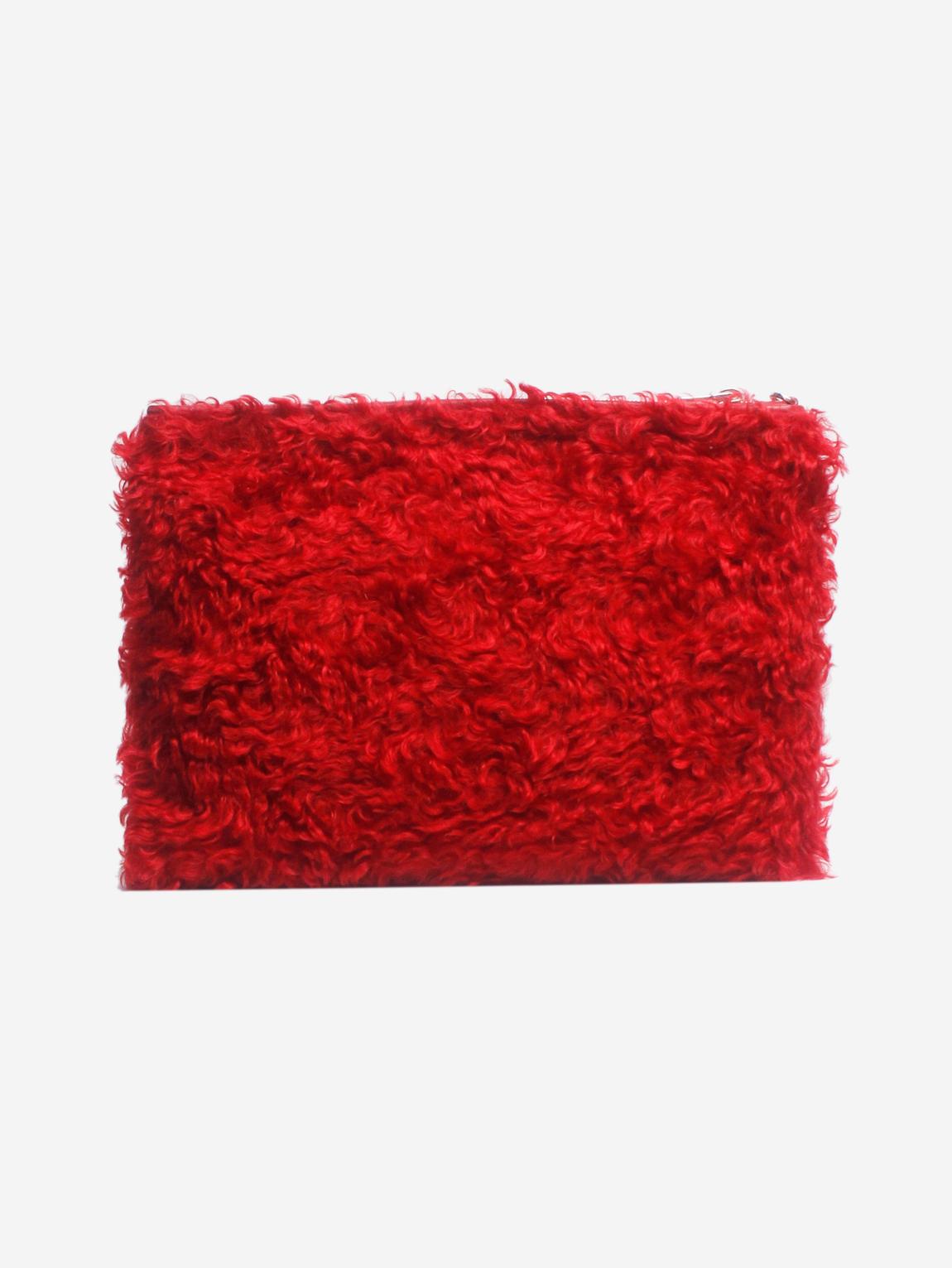 Red faux-fur pouch main product photo