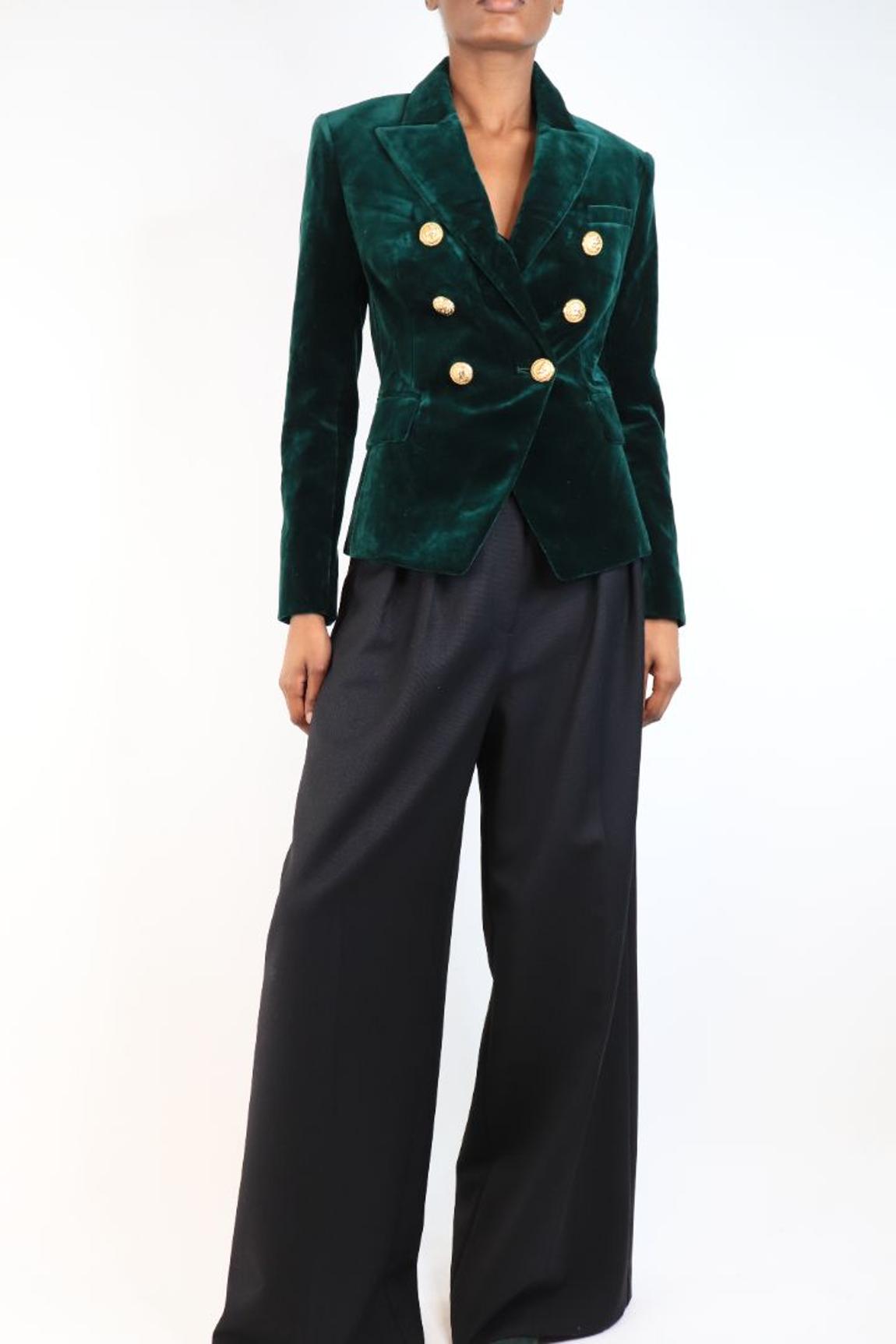 Balmain Emerald velvet double-breasted blazer main product photo