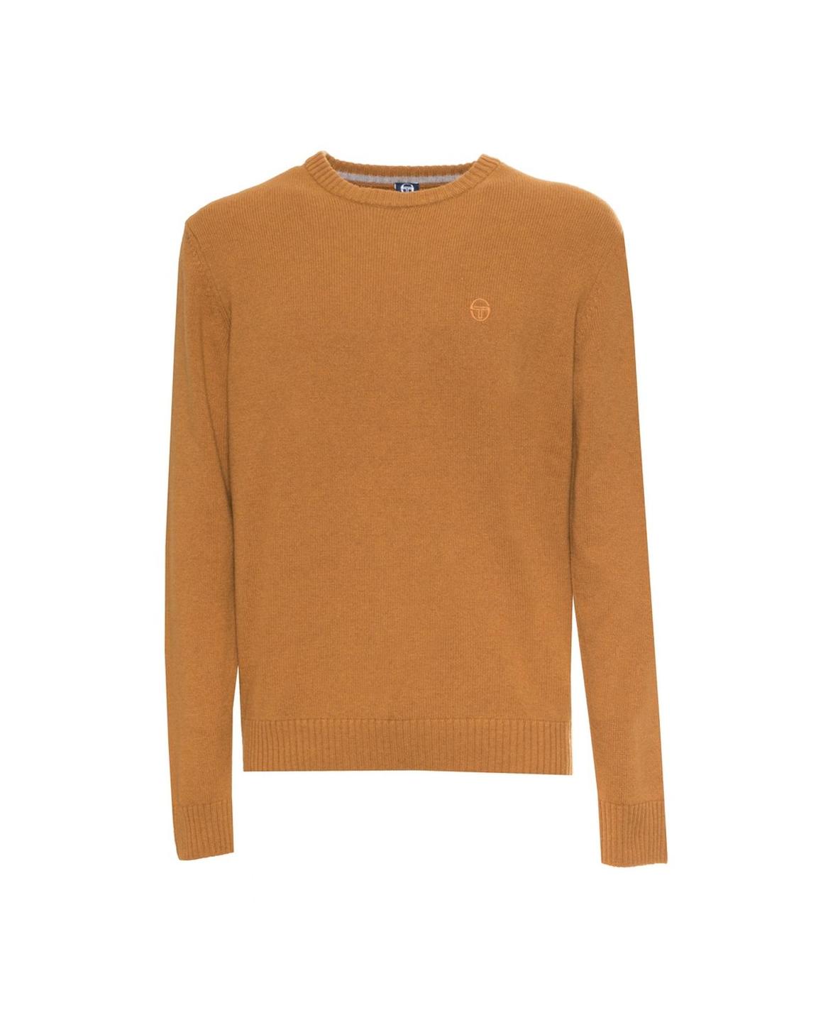 Wool Blend Ribbed Hem Sweater with Visible Logo - Yellow main product photo