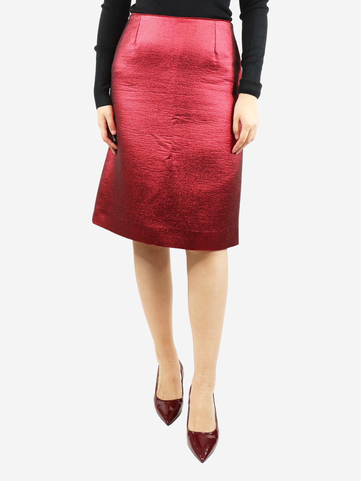 Red metallic midi skirt main product photo