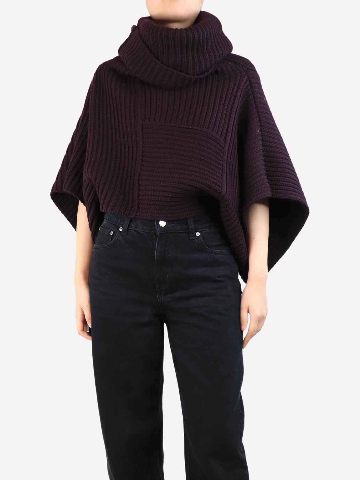 Purple chunky knit roll-neck sweater main product photo