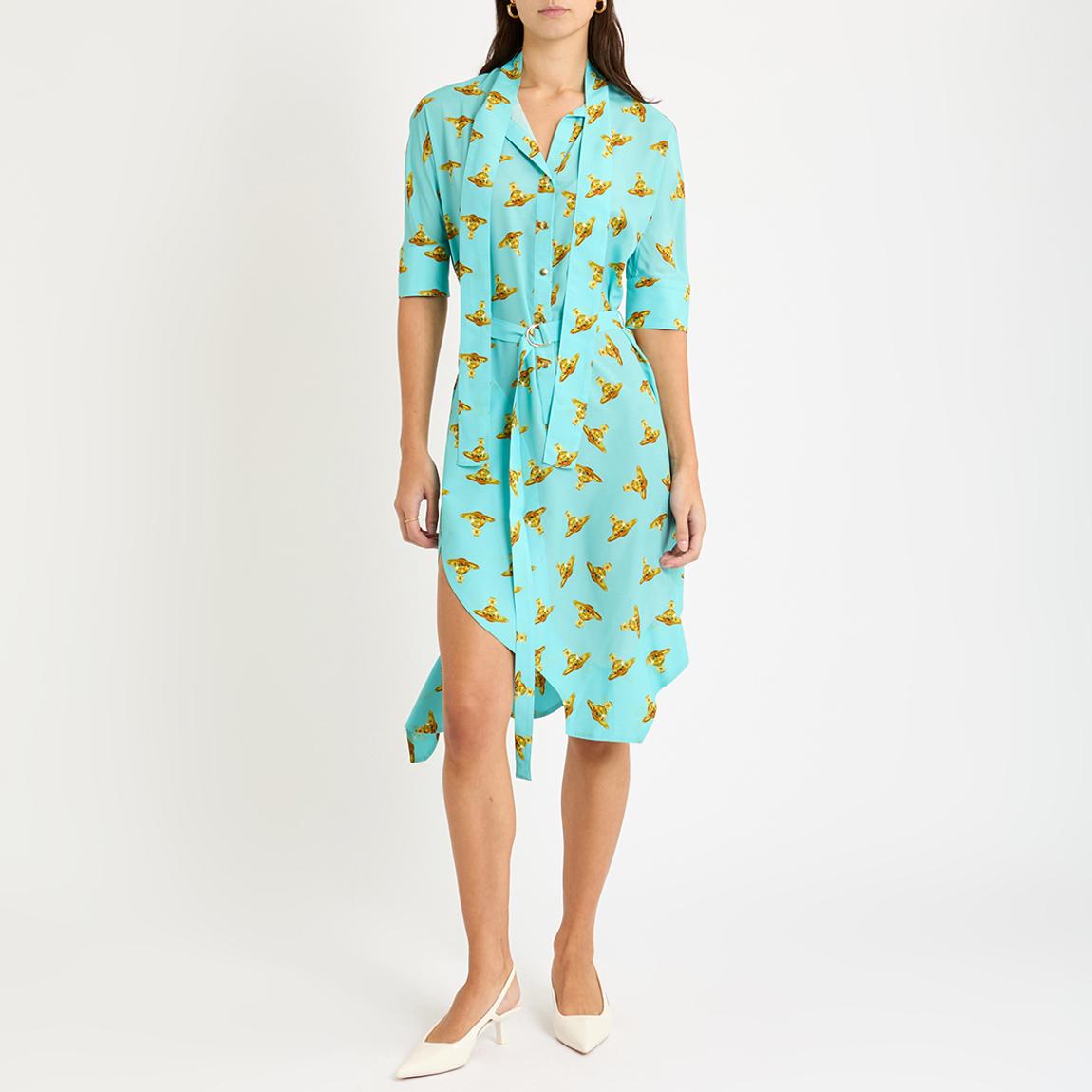 Turquoise Metro Printed Dress main product photo