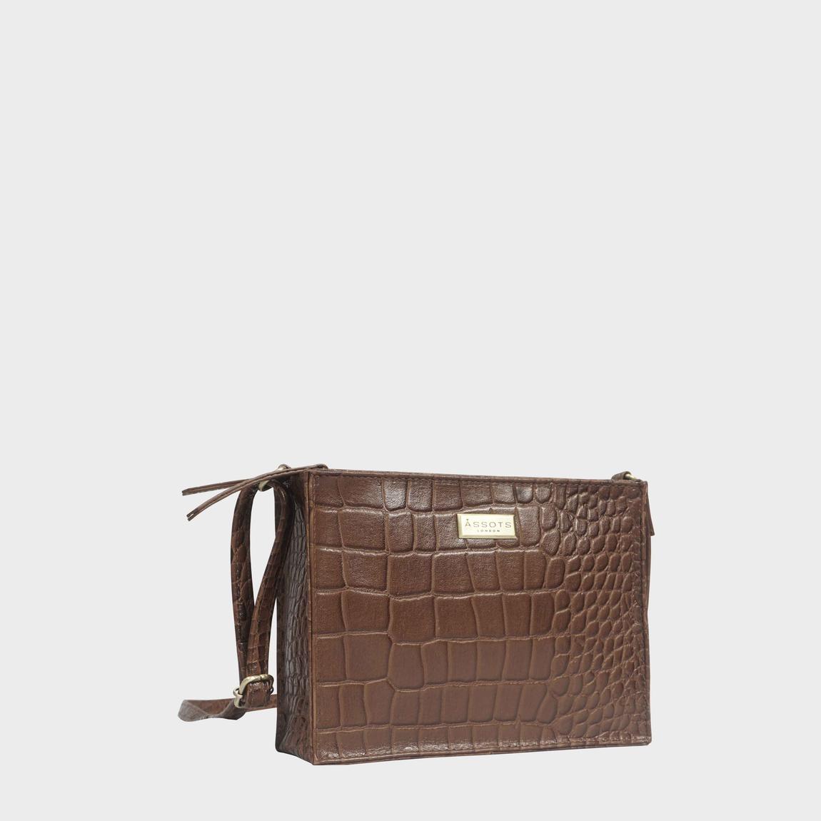 'SUSAN' Croc Real Leather Rectangle Box Crossbody Bag main product photo
