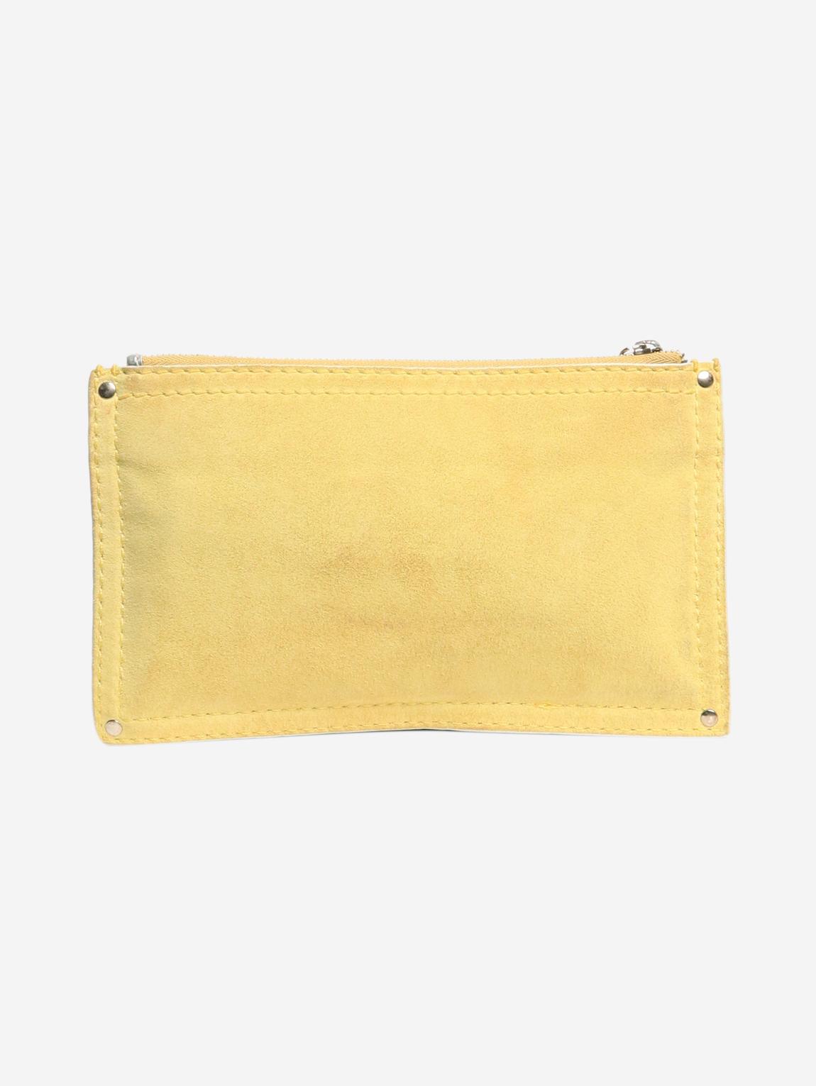 Yellow suede Anagram pouch main product photo