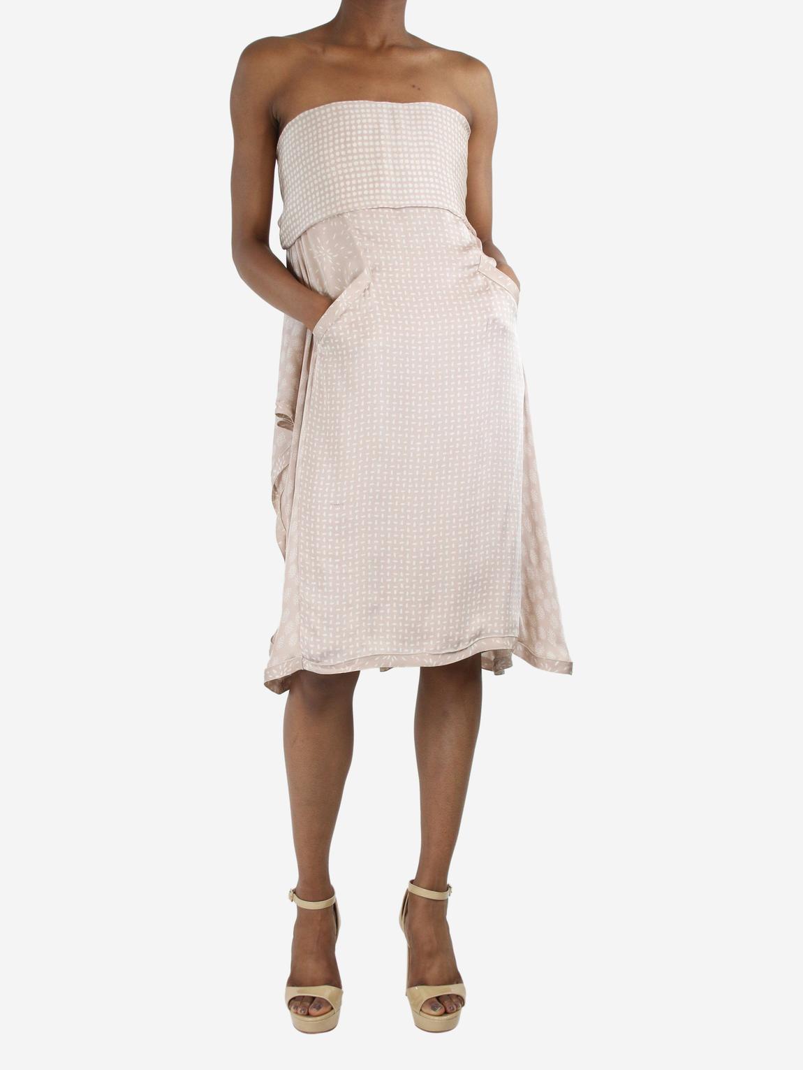 Pre-Loved Missoni Cream asymmetric strapless silk printed dress - BrandAlley