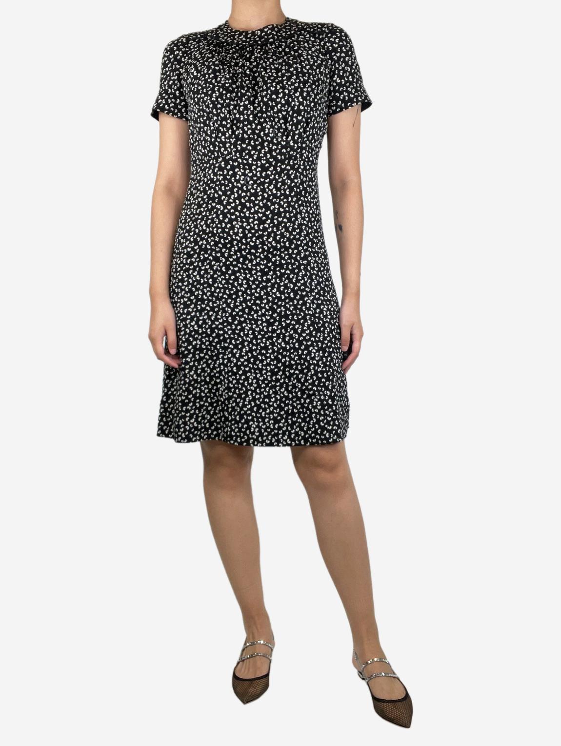 Black short-sleeved printed midi dress main product photo