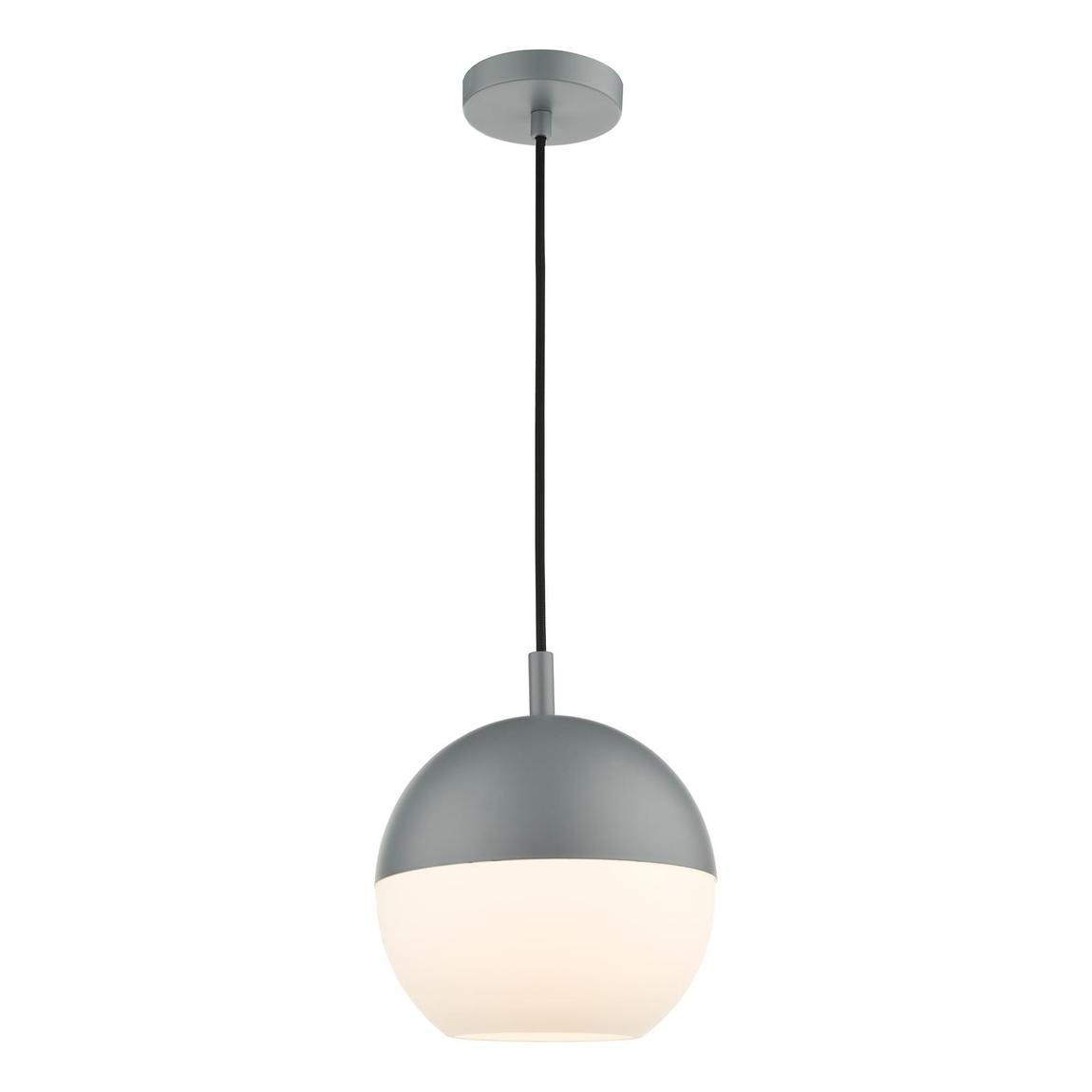 Andre 1 Light Pendant, Powdercoat Grey & Opal Glass main product photo