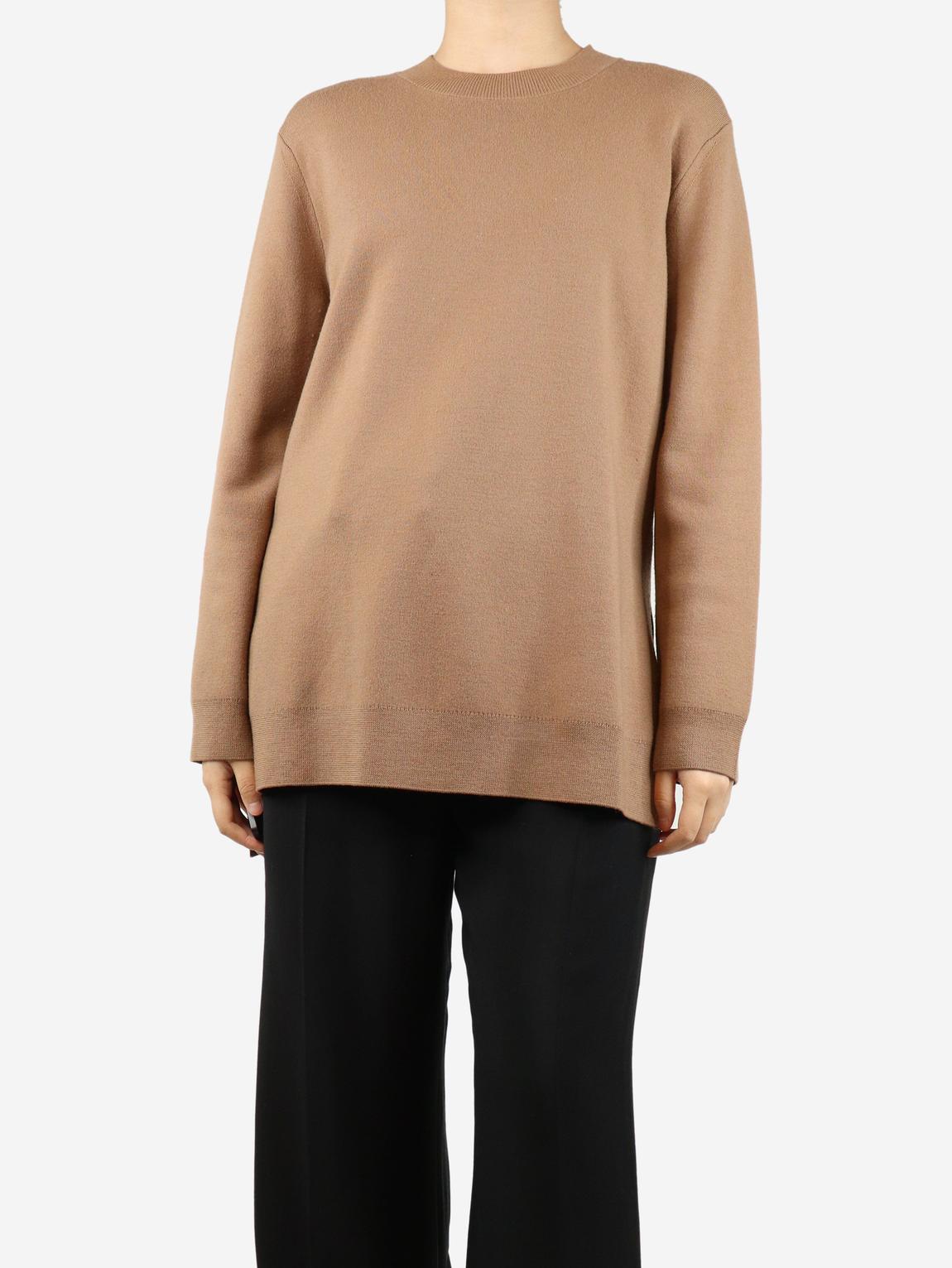 Brown crewneck wool long jumper main product photo