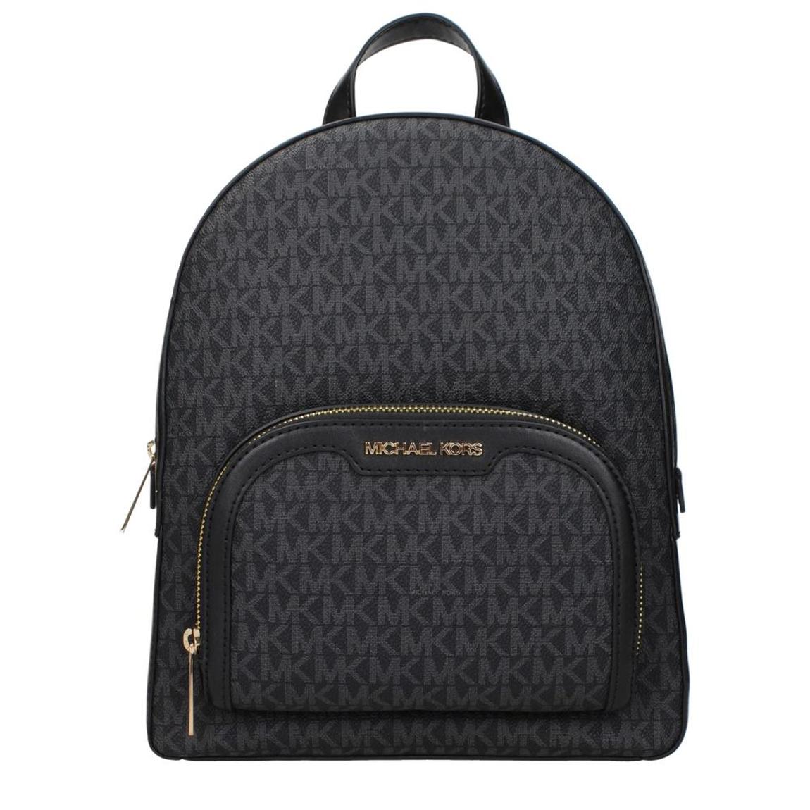 Fabric Backpack with Logo and Adjustable Straps Wo - Black main product photo