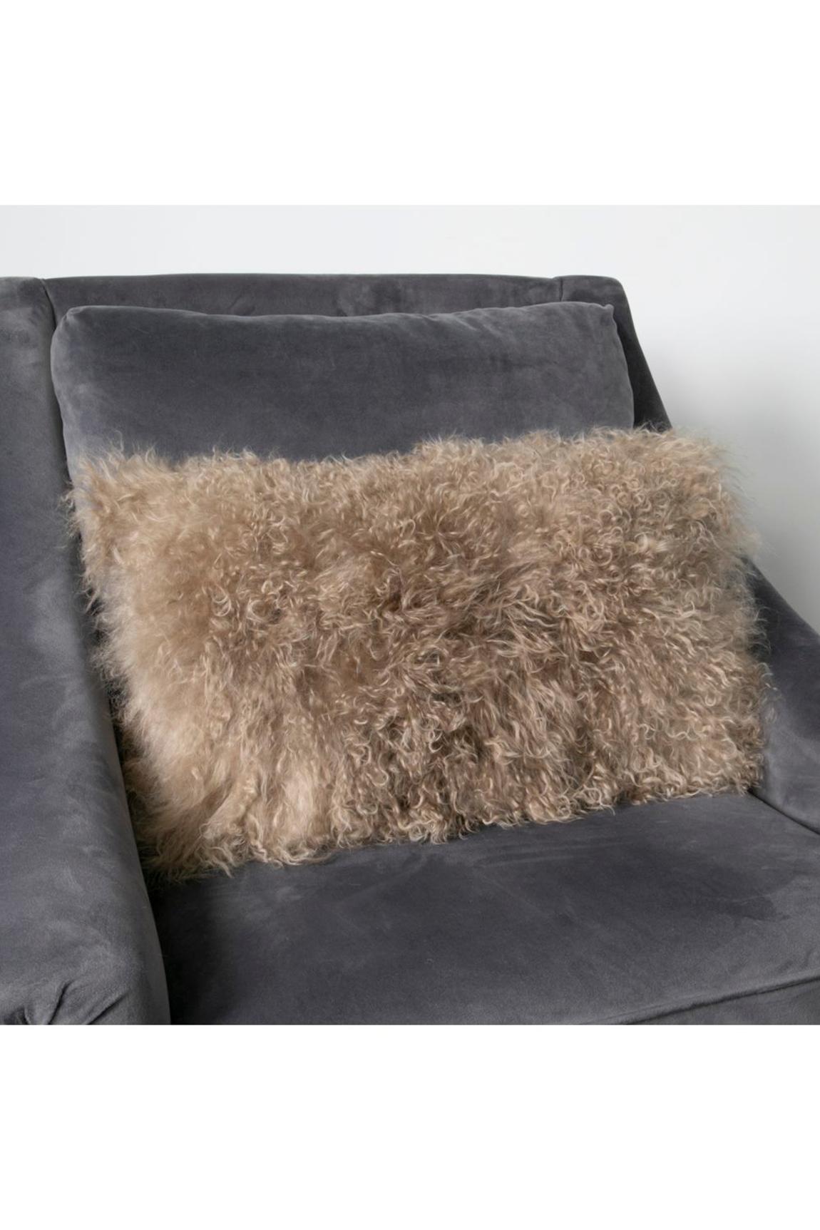Light Brown Curly Sheepskin Cushion 30x50cm main product photo