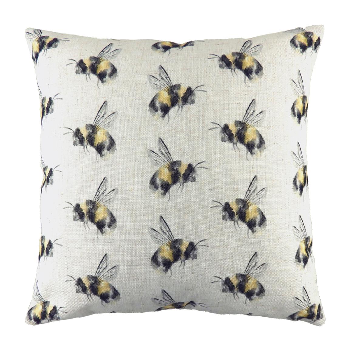 Bee You Repeat Printed 43 x 43cm Feather Rich Cushion, White main product photo