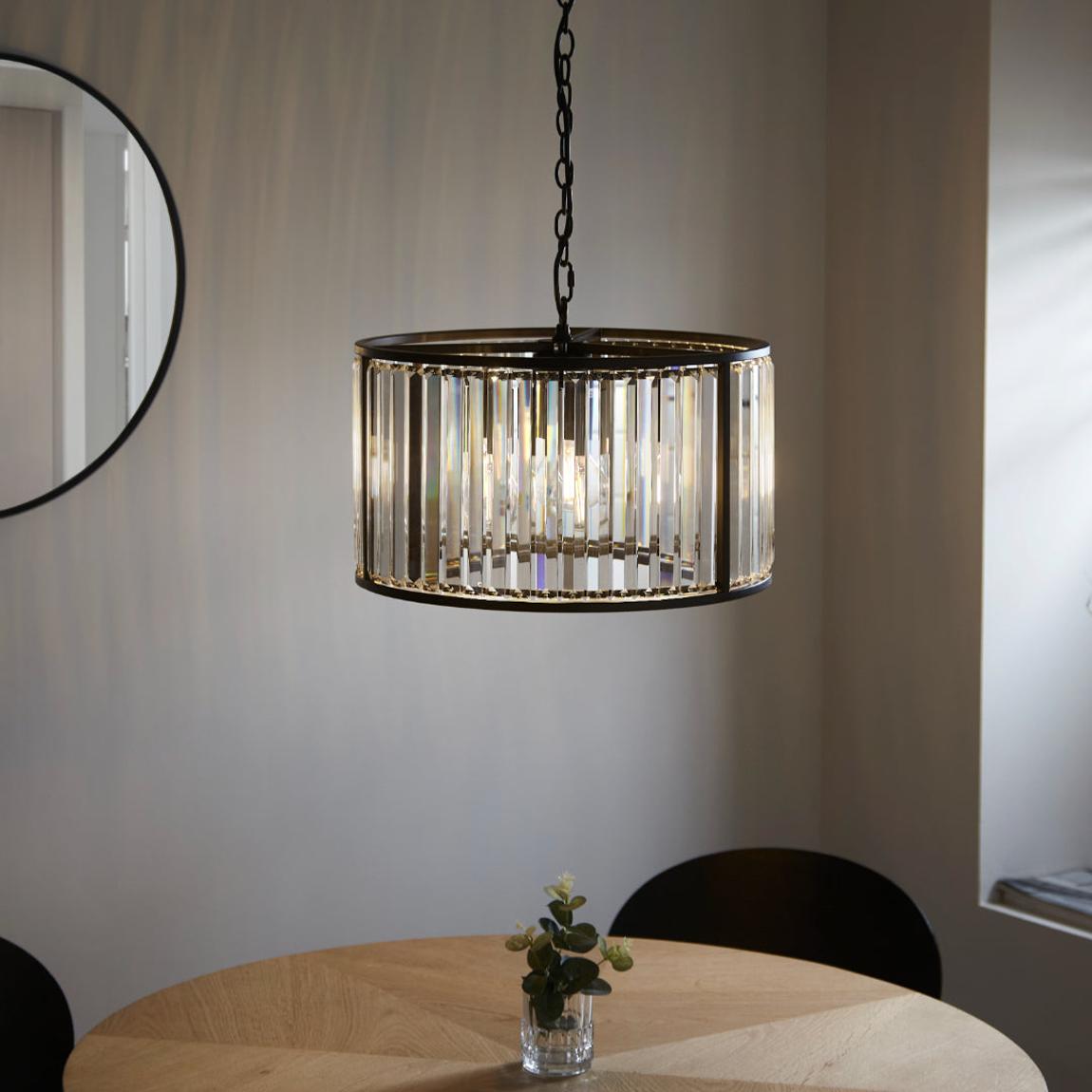 Resto Crystal & Matt Black Ceiling Light main product photo