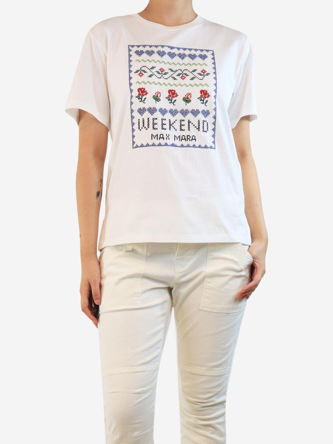 White cross stitch T-shirt main product photo