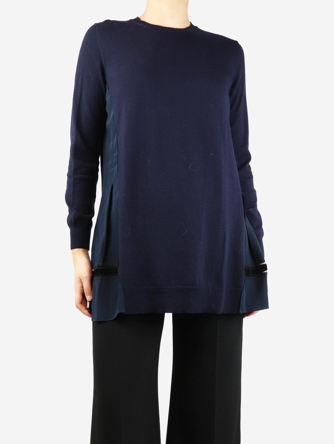 Navy wool long-sleeve top main product photo