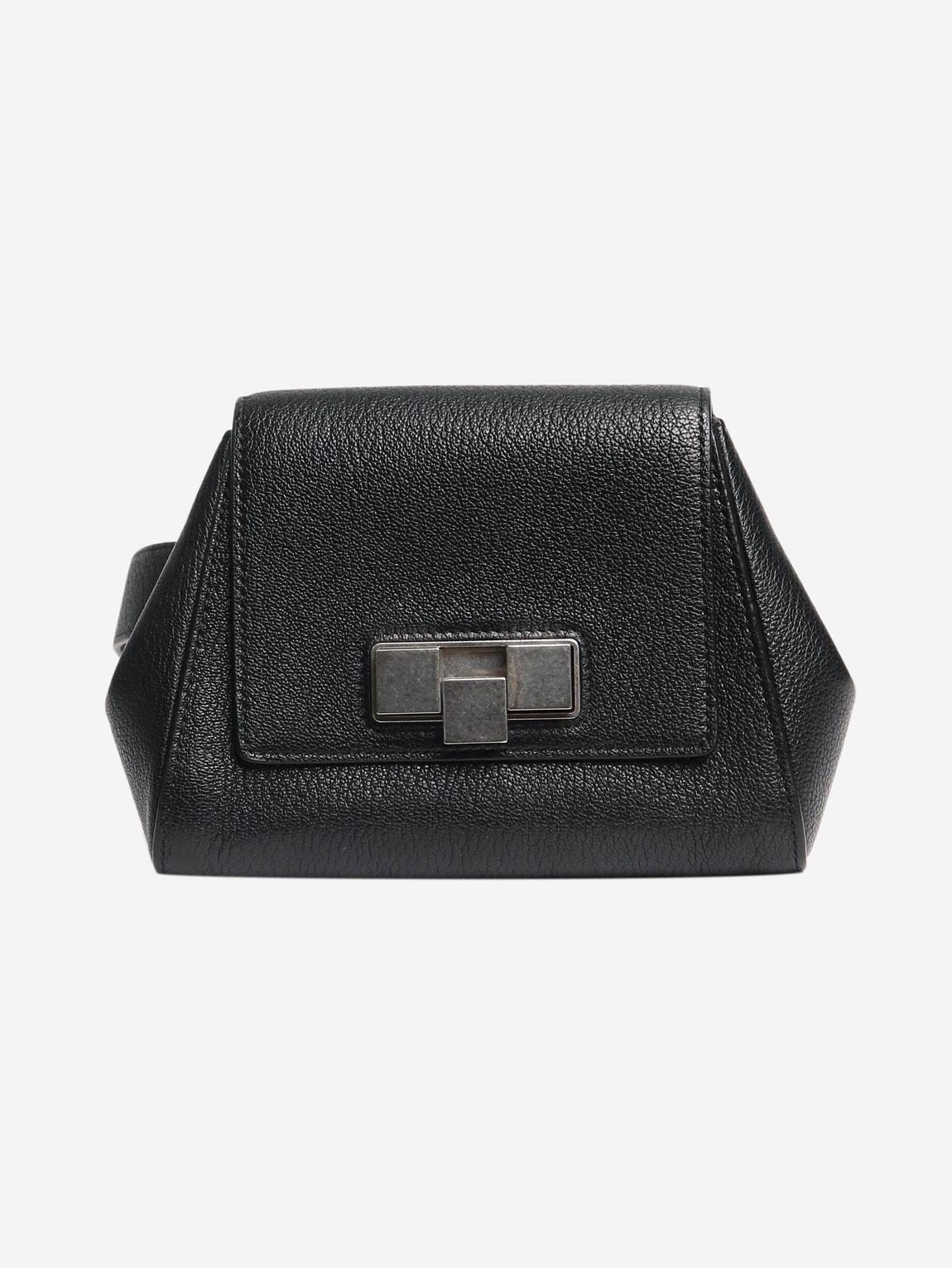 Black Geometric leather belt bag main product photo