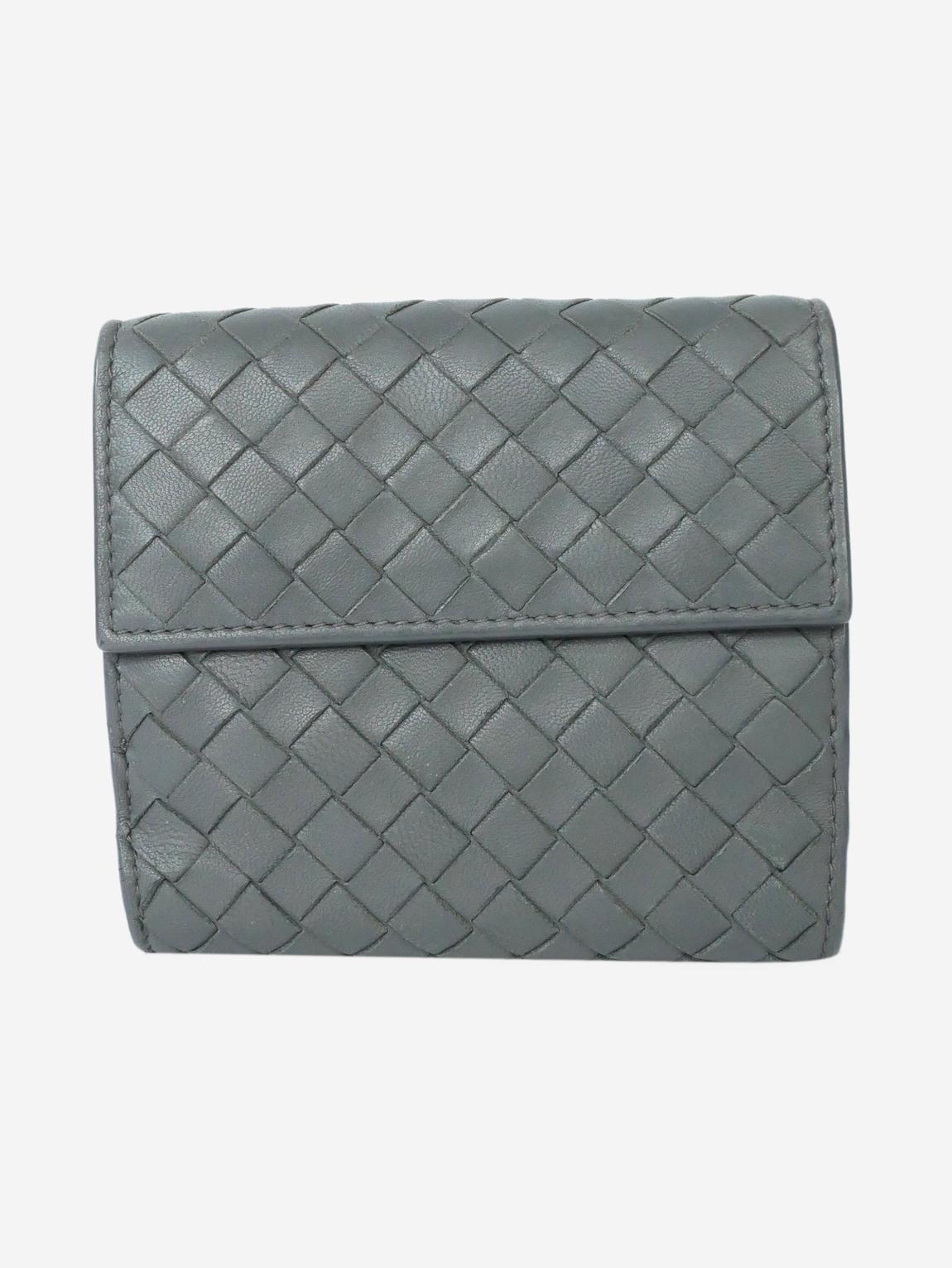 Grey intrecciato leather bifold wallet main product photo