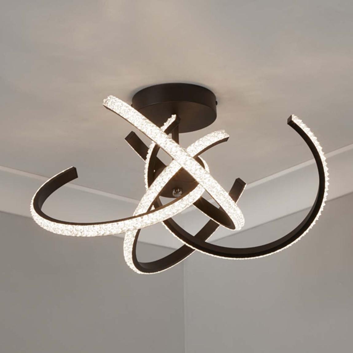 Wills Black LED Semi-Flush Ceiling Light main product photo