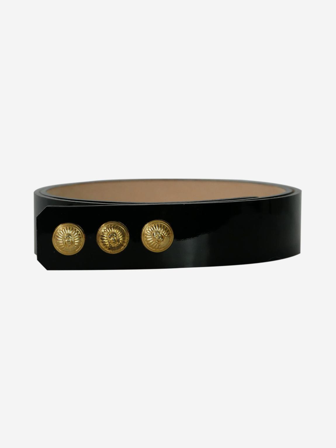 Black patent leather coin belt main product photo