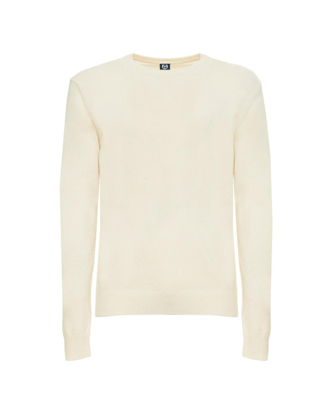 Wool Round Neck Solid Sweater with Ribbed Hems and Visible Logo - main product photo