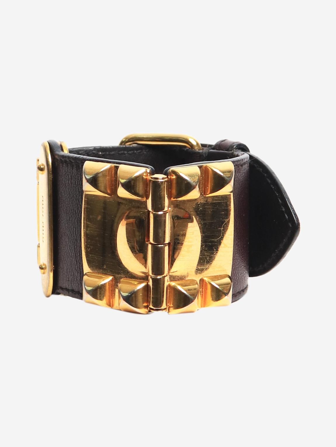 Brown studded cuff bracelet main product photo