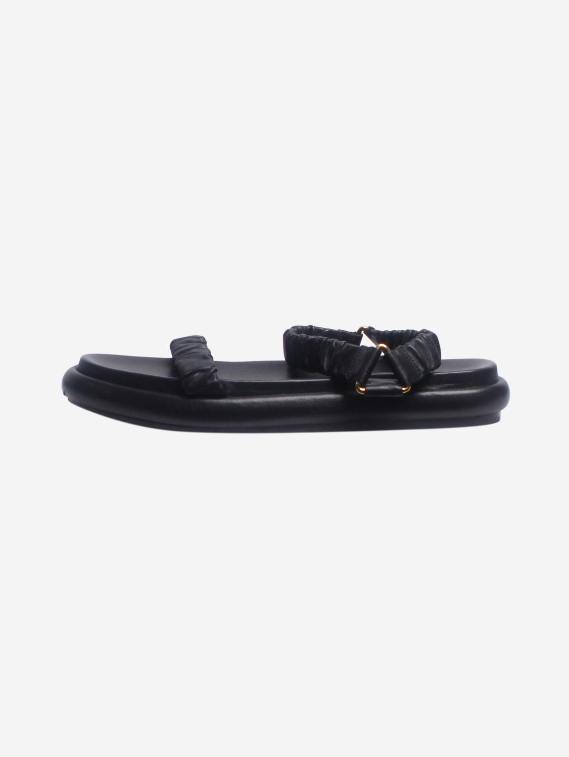 Black leather elasticated-strap sandals main product photo