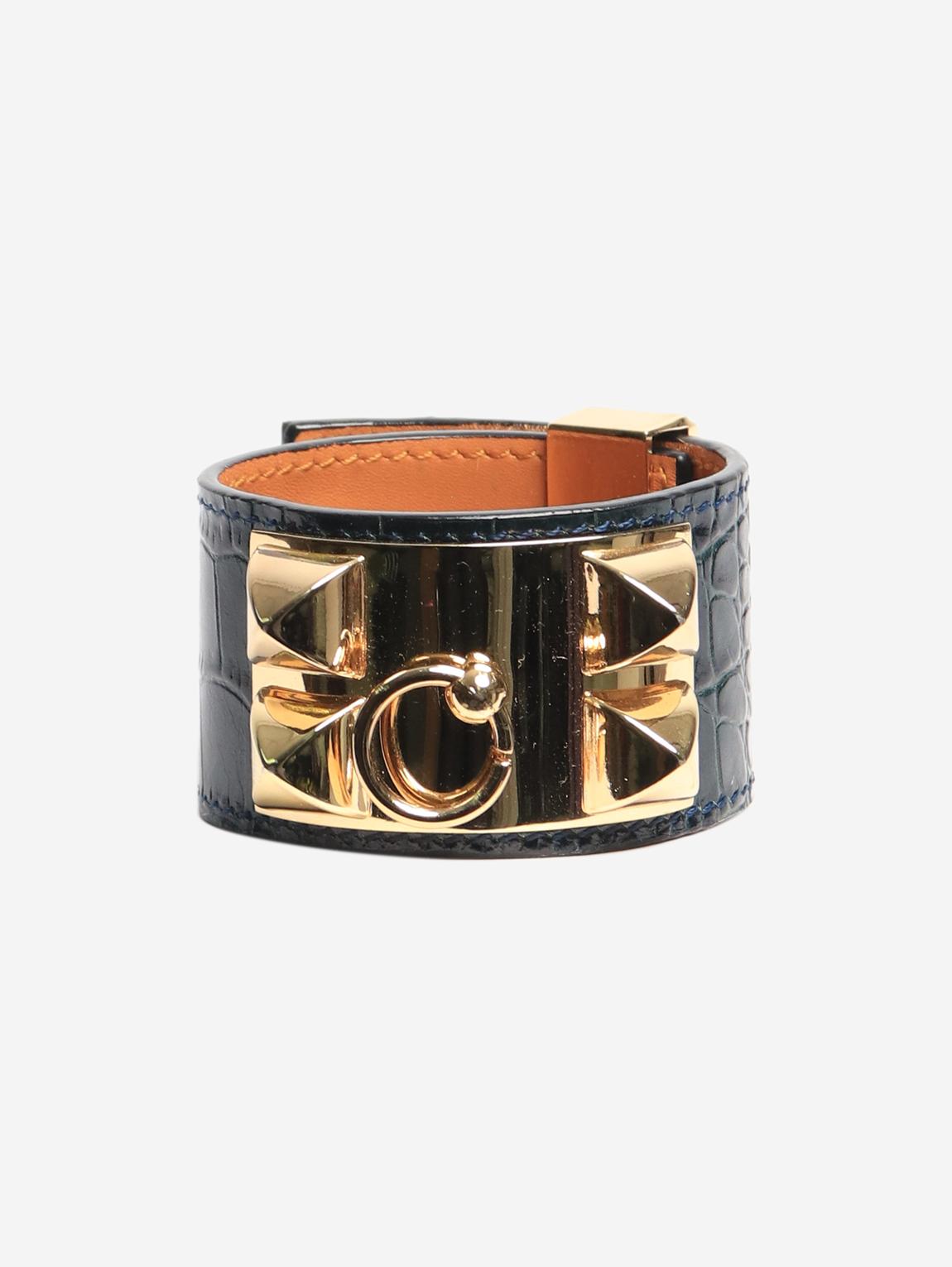 Black Collier de Chien croc-embossed bracelet main product photo