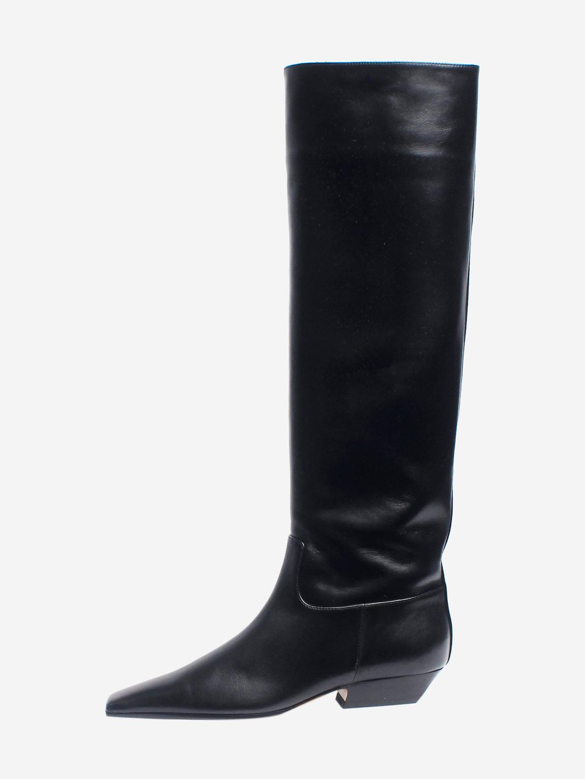 Black Marfa leather knee-high boots main product photo
