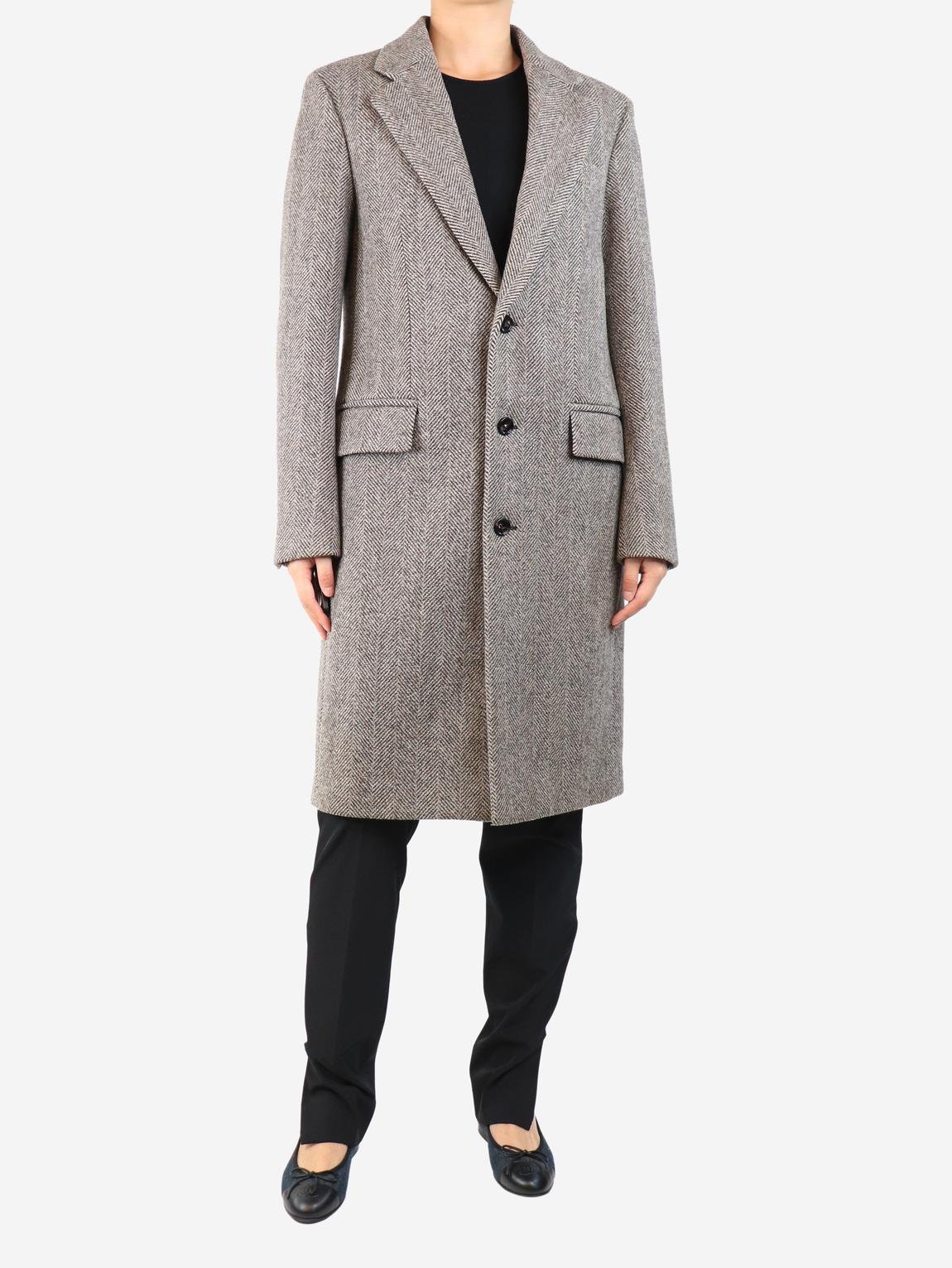 Brown Herringbone wool coat main product photo