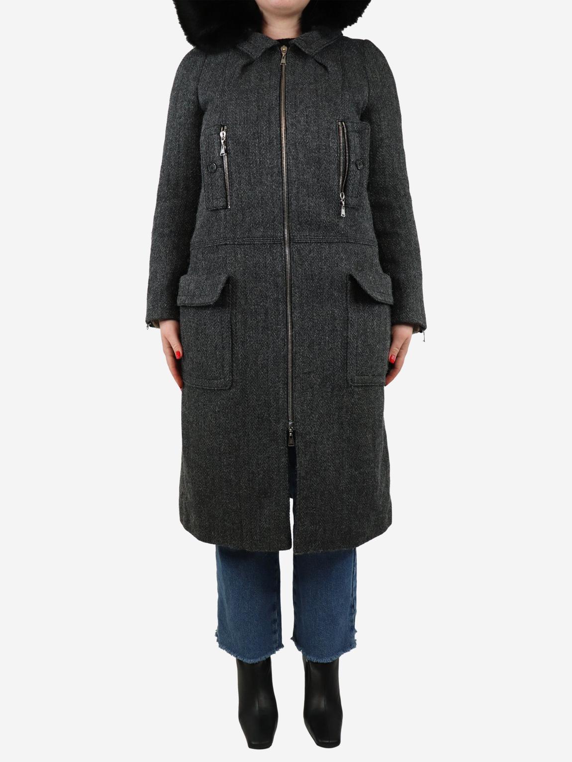 Grey hooded wool jacket main product photo