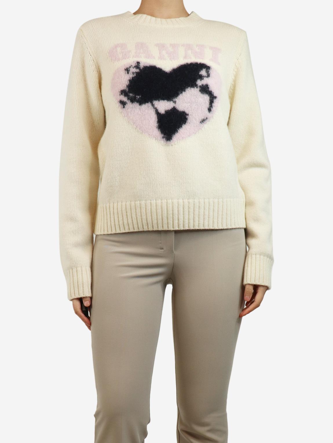 Cream heart graphic jumper main product photo