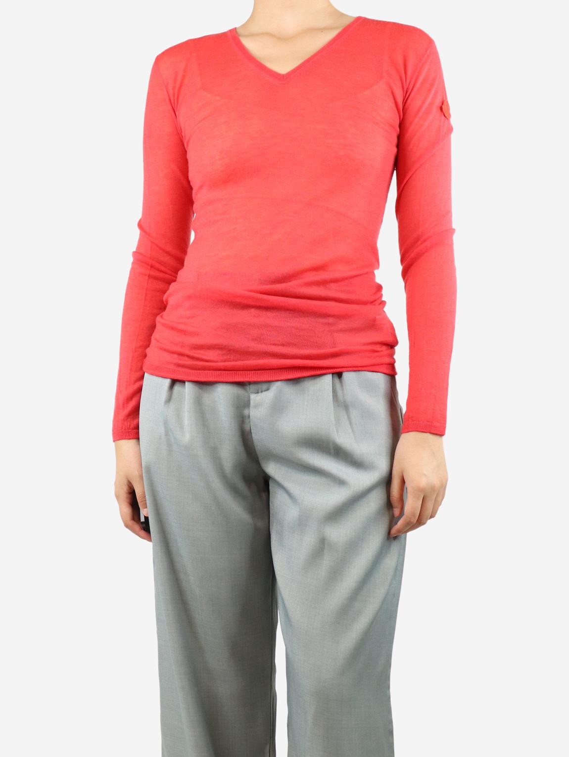 Red lightweight V-neck sweater main product photo