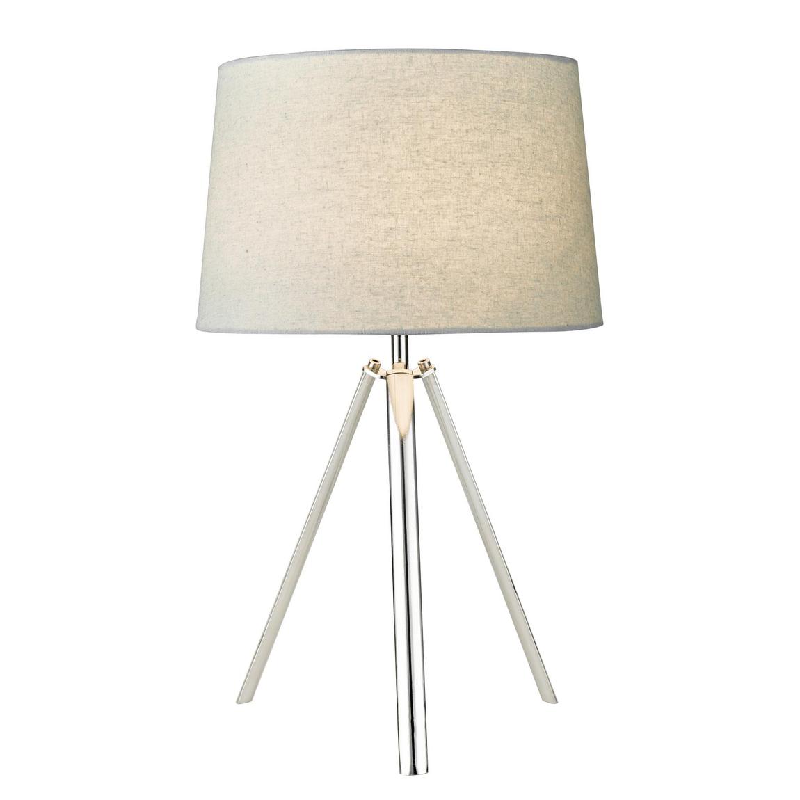 Griffith Table Lamp Polished Chrome With Grey Linen Shade main product photo