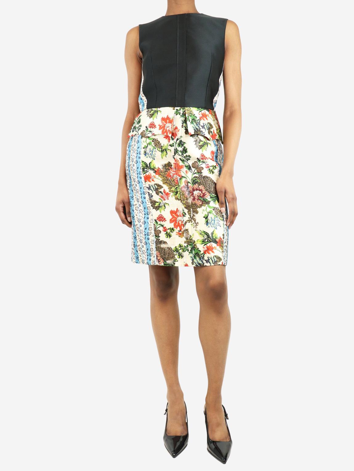 Black printed silk midi dress main product photo