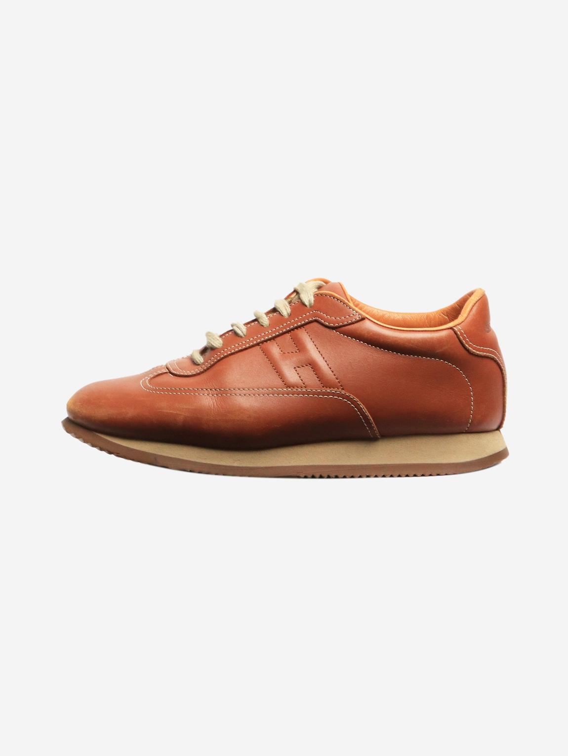 Brown leather trainers main product photo