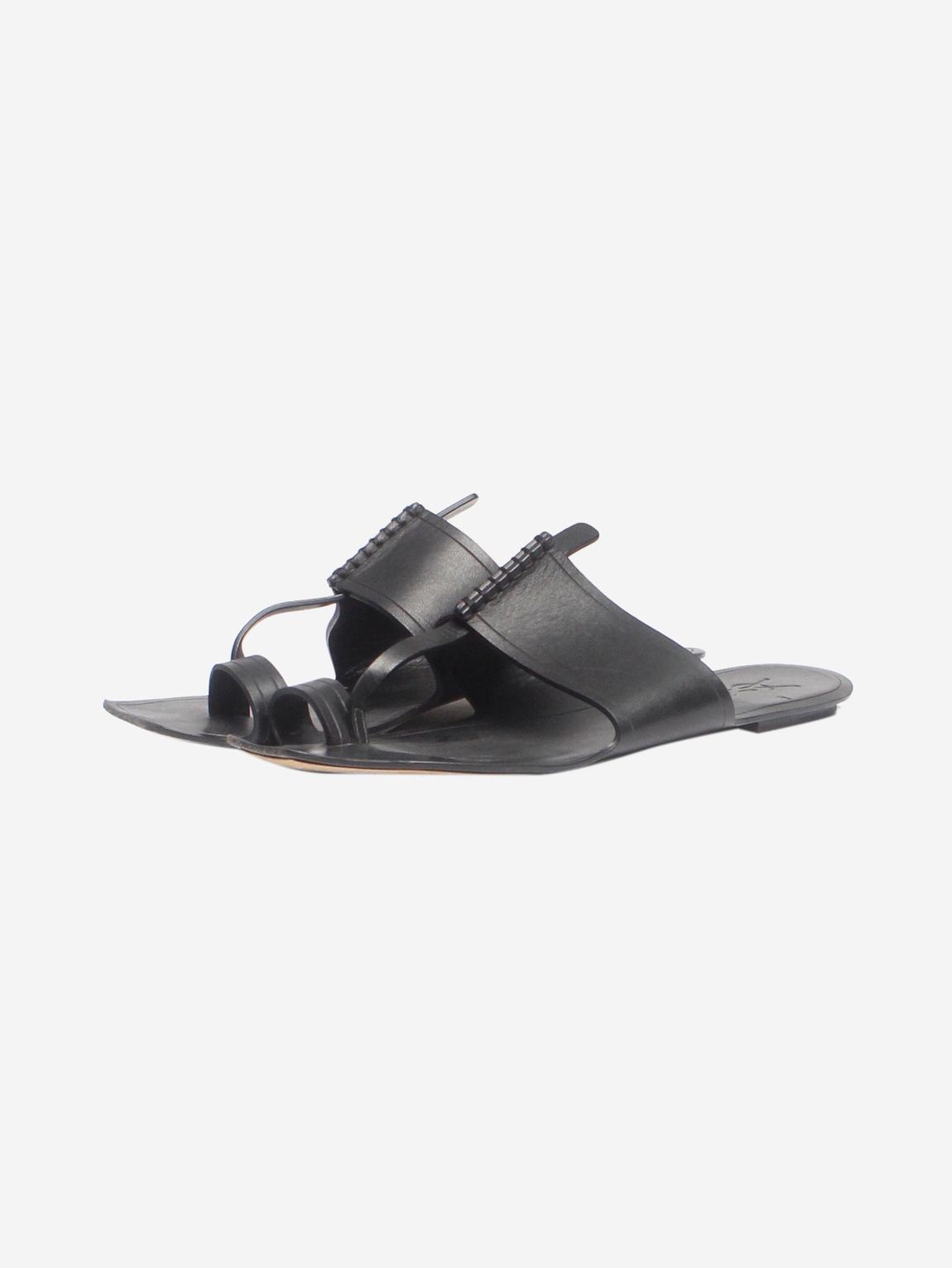 Black leather thong sandals main product photo