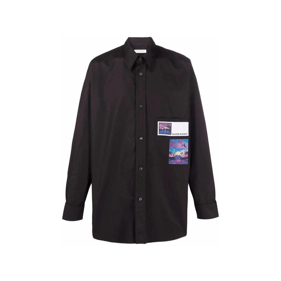 Water Nights Patches Long Sleeve Cotton Shirt with Button Closure main product photo