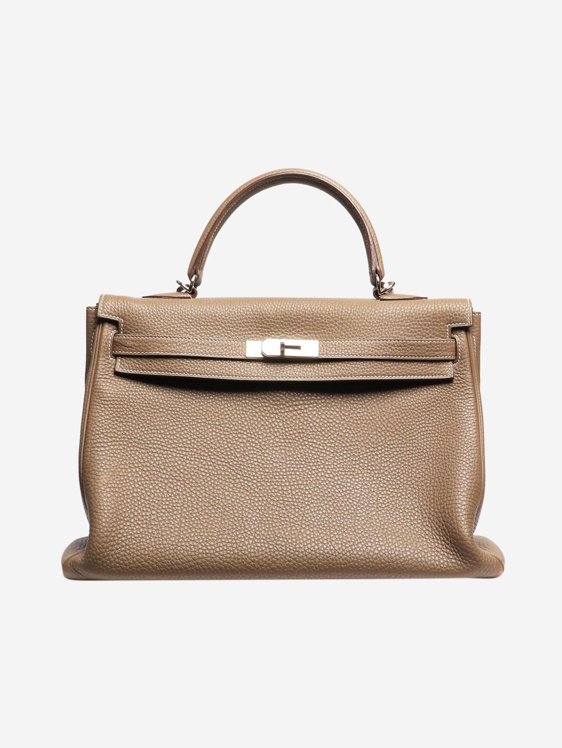 Taupe 2012 Kelly 35 bag in Clemence leather main product photo