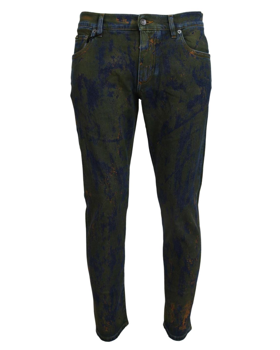 Splatter Paint SlimFit Jeans - Green Pants main product photo