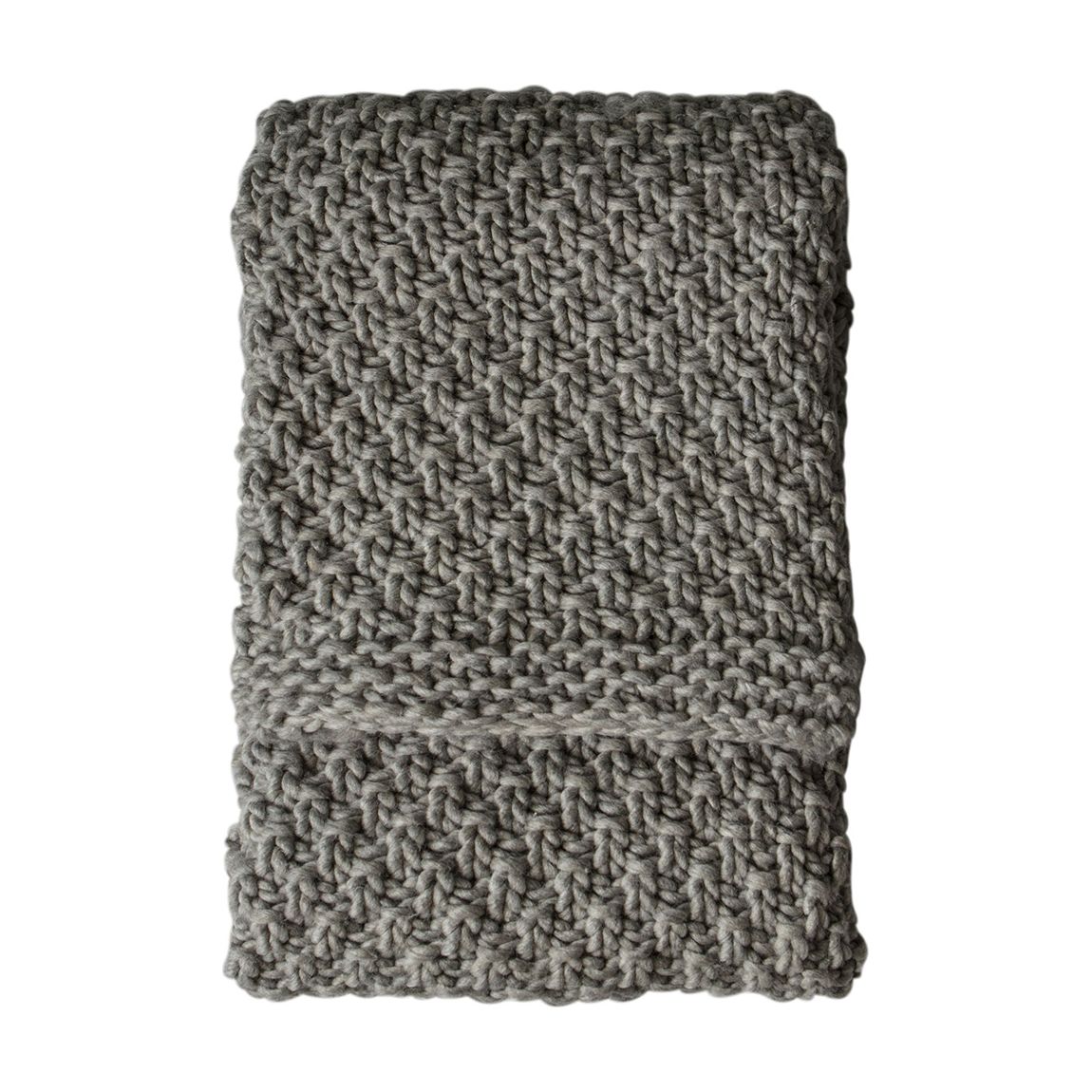 Moss Chunky Knitted Throw Grey 1300x1700mm