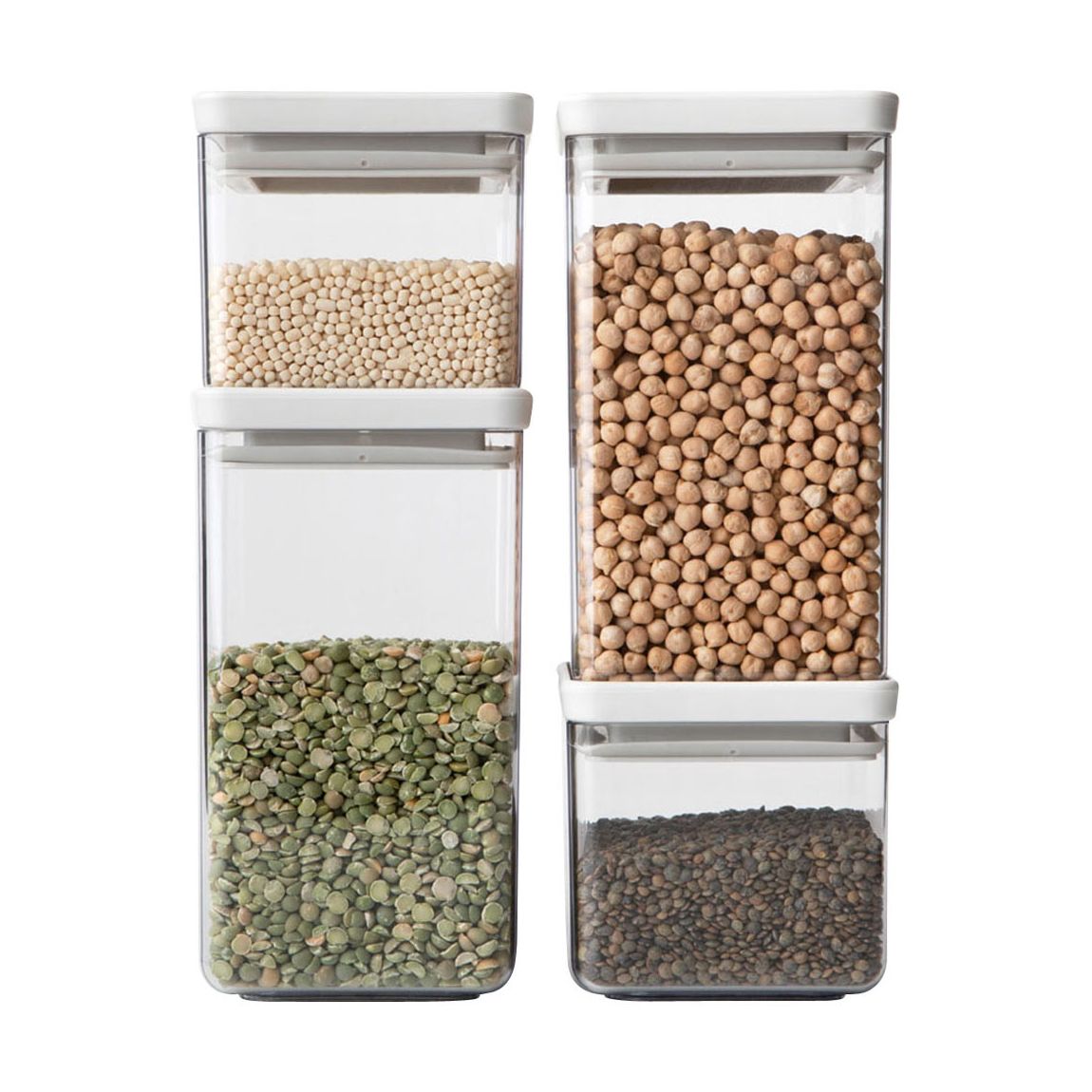 Set of 4 Light Grey TASTY+ Square Canister