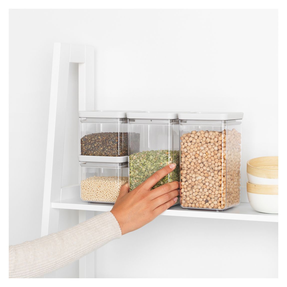 Set of 4 Light Grey TASTY+ Square Canister