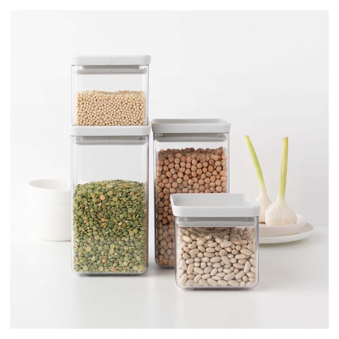 Set of 4 Light Grey TASTY+ Square Canister