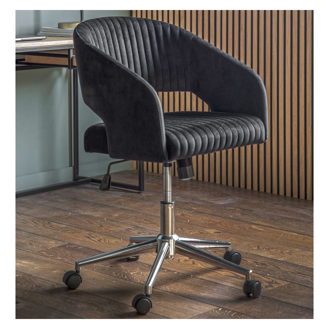 Filsham Swivel Chair, Black Velvet