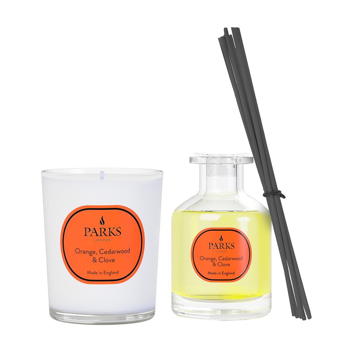 Orange, Cedarwood &amp; Clove 1 Wick Candle &amp; Diffuser Set - Vintage Aromatherapy