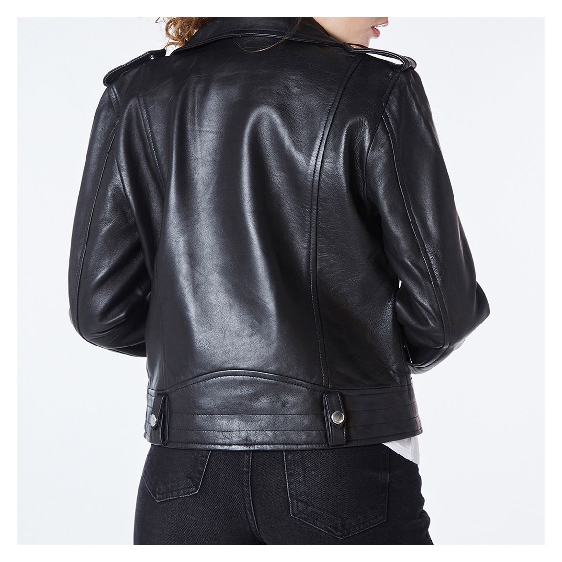 Black Ria Leather Biker Jacket