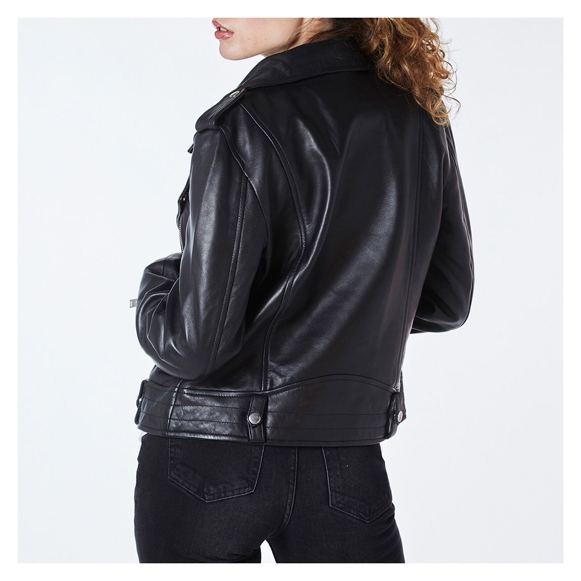 Black Ria Leather Biker Jacket