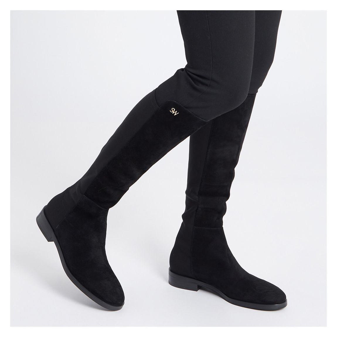 Black Suede Keelan City To The Knee Boots