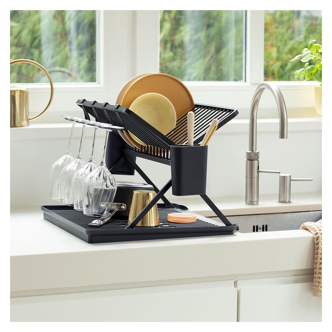 Large Black SinkSide Foldable Dish Rack