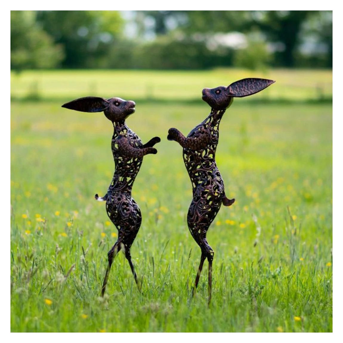 Bronze Boxing Hares Sculpture