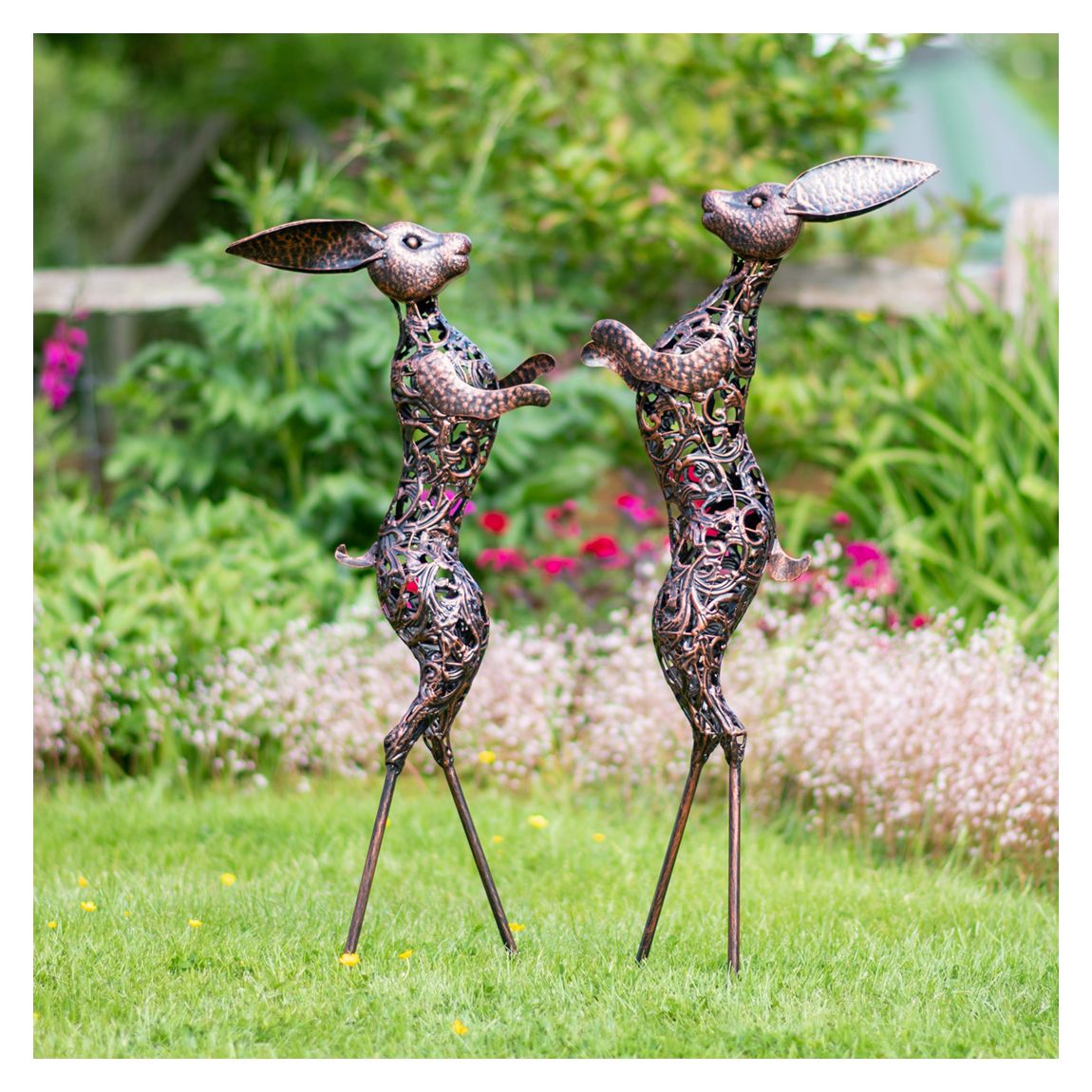 Bronze Boxing Hares Sculpture